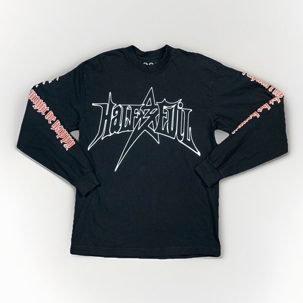 Half Evil 333 Hateful “ I Think I Might Be Happy” Long Sleeve Black Shirt Sz M